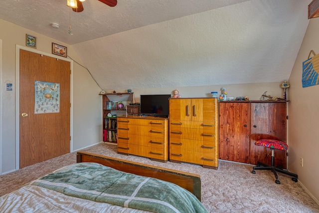 1 Dinosaur Rd, Stanley, NM 87056 - carpeted bedroom with a textured ceiling and lofted ceiling