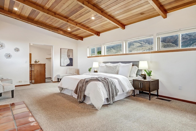 1036 Red Oaks Loop NE, Albuquerque, NM 87122 - bedroom featuring carpet floors, wooden ceiling, and recessed lighting