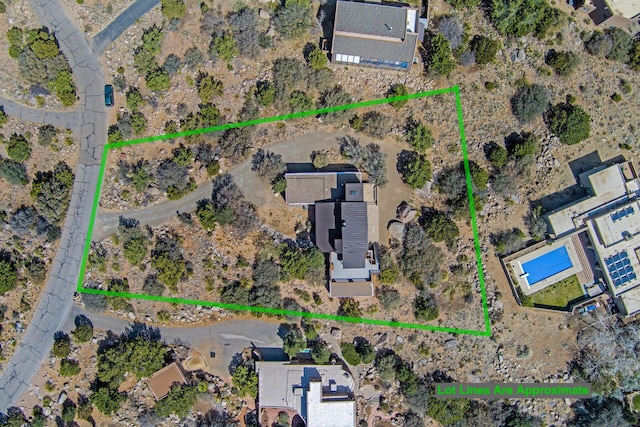 1036 Red Oaks Loop NE, Albuquerque, NM 87122 - aerial view of property and surrounding area with property parcel outlined