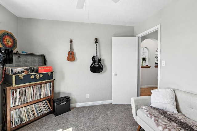 120 Itasca Rd SE, Rio Rancho, NM 87124 - sitting room featuring a ceiling fan and carpet floors