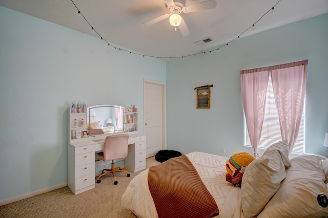 2 Partridge Ct, Peralta, NM 87042 - bedroom featuring light carpet, an office area, and a ceiling fan