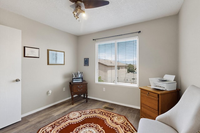 1969 Cortina Loop SE, Albuquerque, NM 87124 - office featuring wood finished floors, a ceiling fan, and a textured ceiling
