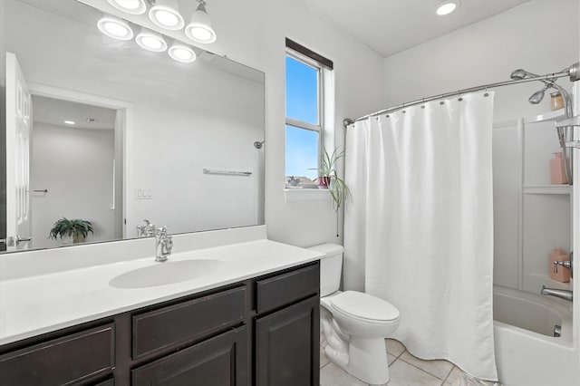 43 Vista Larga Pl NE, Rio Rancho, NM 87124 - bathroom with vanity, shower / tub combo, and tile patterned flooring