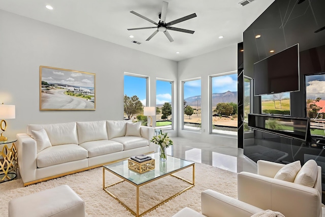5624 Laredo, Rio Rancho, NM 87144 - living room featuring ceiling fan and recessed lighting