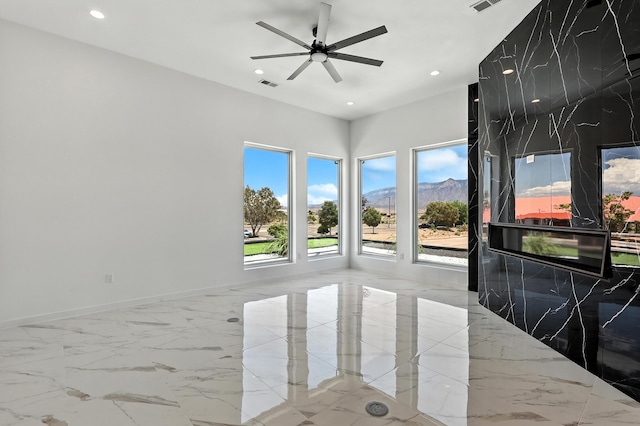 5624 Laredo, Rio Rancho, NM 87144 - unfurnished room with recessed lighting, ceiling fan, and marble tiled floors