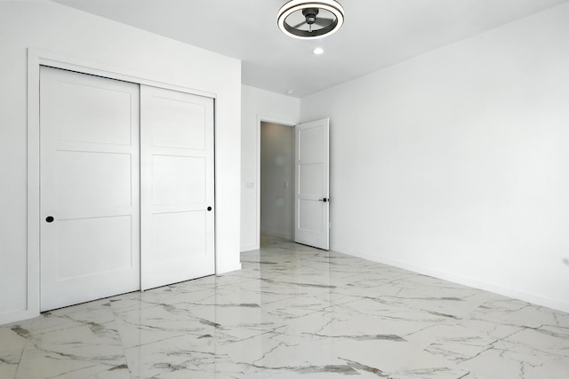 5624 Laredo, Rio Rancho, NM 87144 - unfurnished bedroom with marble finish flooring, a closet, and recessed lighting