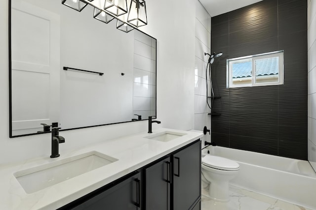 5624 Laredo, Rio Rancho, NM 87144 - full bath with double vanity, shower / bathtub combination, and marble finish floors