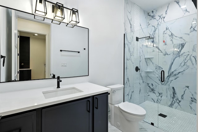 5624 Laredo, Rio Rancho, NM 87144 - bathroom featuring a marble finish shower, vanity, and marble finish floors