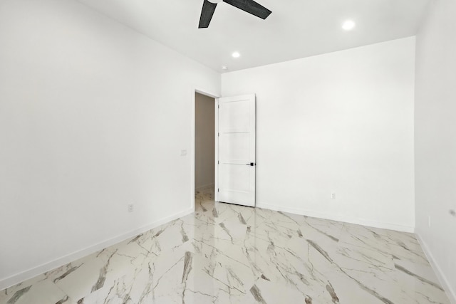 5624 Laredo, Rio Rancho, NM 87144 - unfurnished room with a ceiling fan, light marble finish floors, and recessed lighting