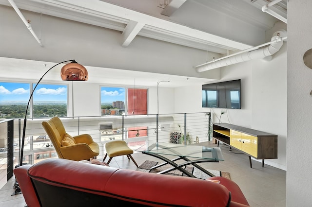 524 Central Ave SW # 803, Albuquerque, NM 87102 - tiled living room with beam ceiling