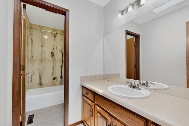 1865 Tramway Terrace Loop NE, Albuquerque, NM 87122 - bathroom featuring vanity, shower / bath combination with curtain, and tile patterned floors