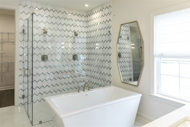 9636 Grays Meadow Dr, Cordova, TN 38018 - bathroom with a shower stall, a spacious closet, baseboards, and a soaking tub