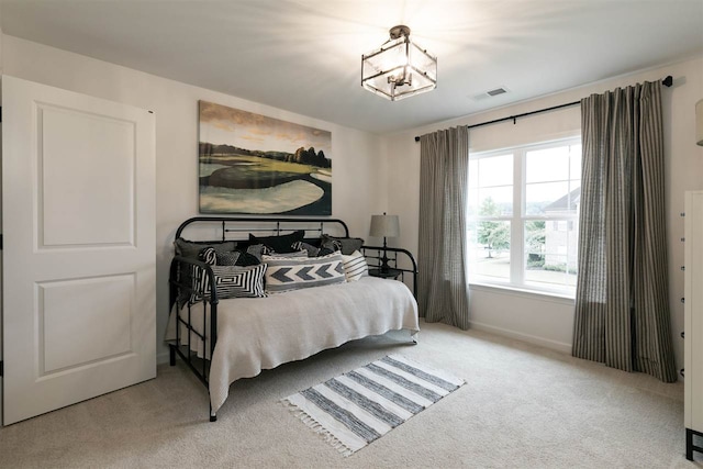 9636 Grays Meadow Dr, Cordova, TN 38018 - carpeted bedroom with a chandelier, visible vents, and baseboards