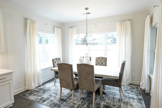 9636 Grays Meadow Dr, Cordova, TN 38018 - dining space featuring dark wood-style flooring, visible vents, and baseboards