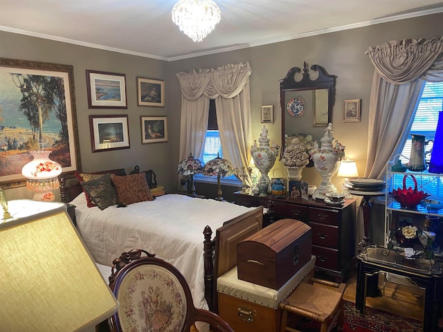 245 S Mendenhall Rd, Memphis, TN 38117 - bedroom featuring an inviting chandelier and ornamental molding
