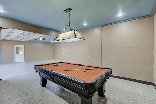 game room with billiards