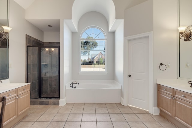 1615 Cedar Lake Cir, Hernando, MS 38632 - bathroom featuring tile flooring, independent shower and bath, and oversized vanity