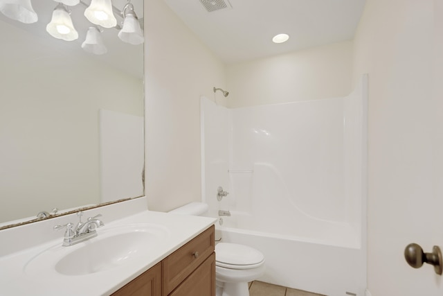 1615 Cedar Lake Cir, Hernando, MS 38632 - full bathroom with vanity, tile flooring, shower / washtub combination, and toilet