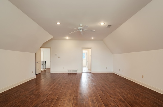 11911 Pete Dr, Collierville, TN 38017 - additional living space featuring lofted ceiling, dark wood-type flooring, and ceiling fan