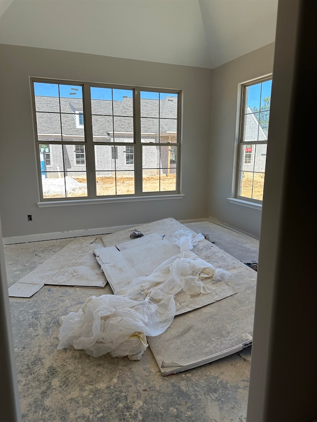 bedroom with vaulted ceiling