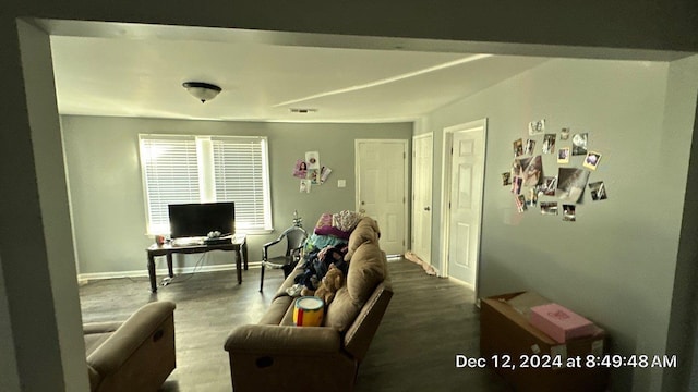 living room with hardwood / wood-style flooring