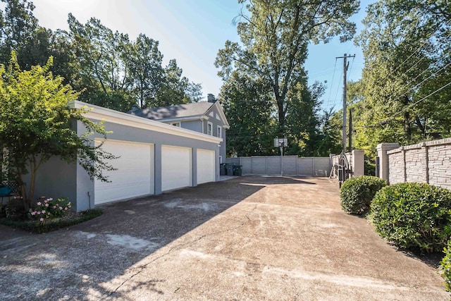 exterior space featuring a garage