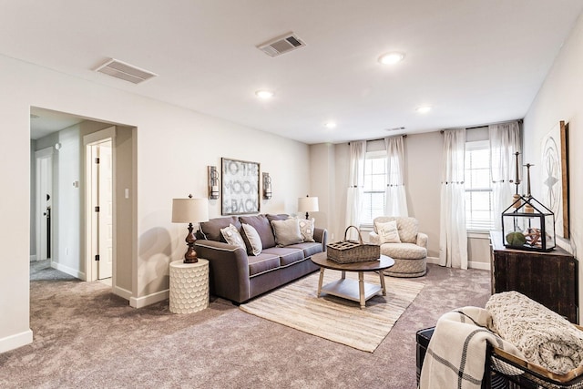 living room featuring carpet flooring