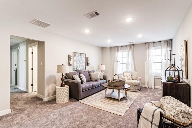 living room with carpet flooring