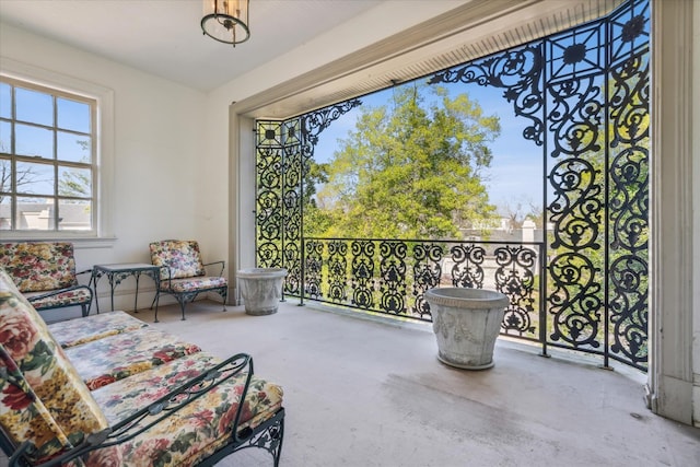 view of terrace with a balcony