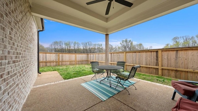 view of patio / terrace with ceiling fan