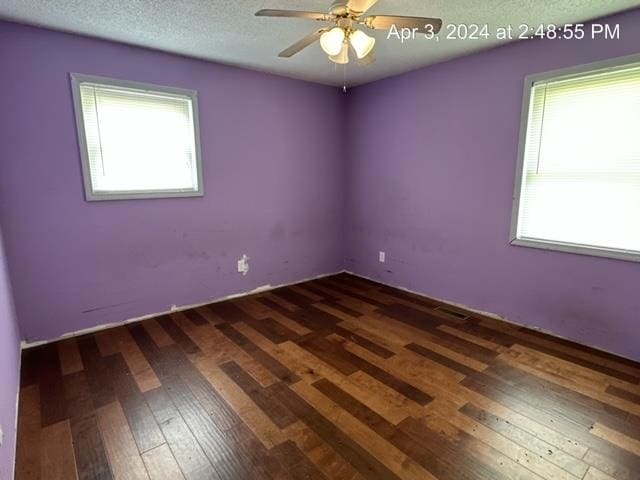 spare room featuring plenty of natural light and dark hardwood / wood-style floors