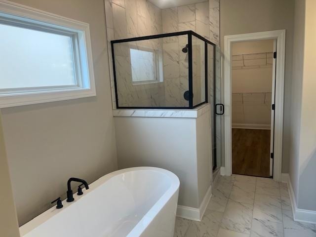 bathroom with plus walk in shower