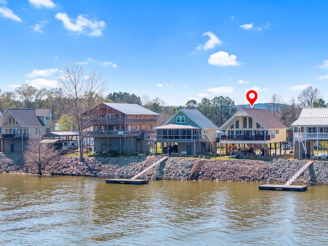 view of dock featuring a water view