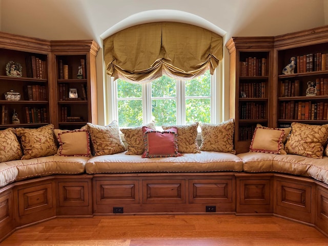 living room with light hardwood / wood-style floors