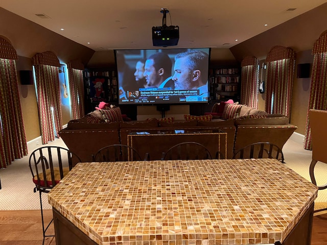 dining area featuring carpet flooring