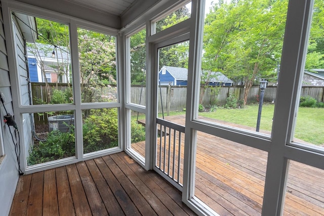 view of unfurnished sunroom