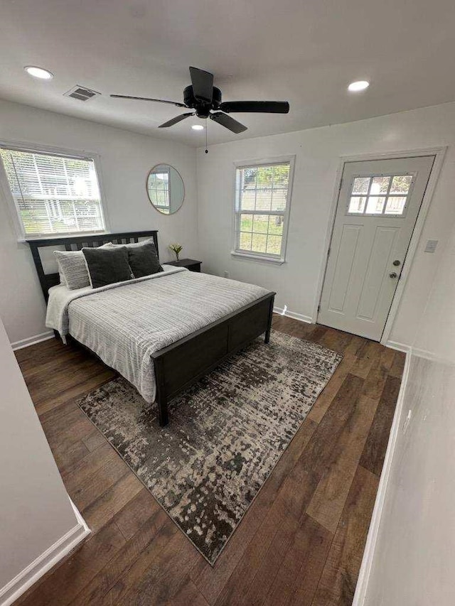 5907 Old Millington Rd, Millington, TN 38053 - bedroom with dark hardwood / wood-style flooring and ceiling fan