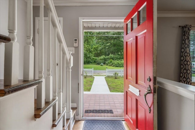 foyer entrance with ornamental molding