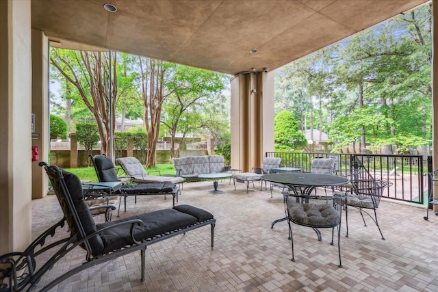 view of patio featuring an outdoor hangout area