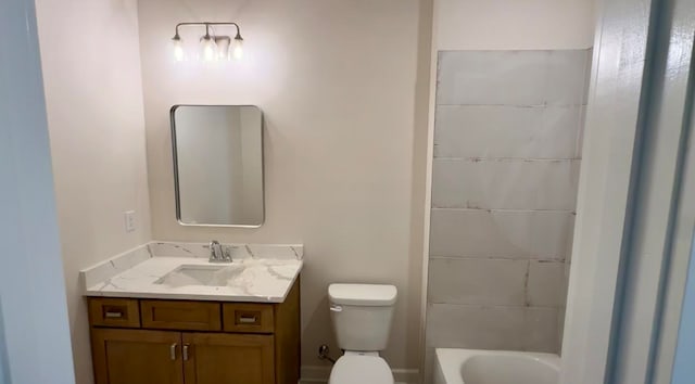 full bathroom with vanity, toilet, and shower / bath combination