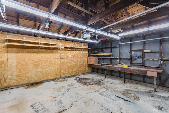 basement featuring a workshop area