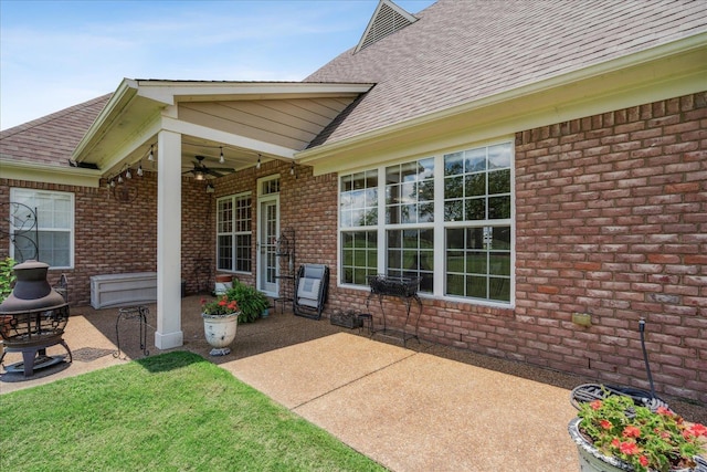 view of patio / terrace featuring ceiling fan