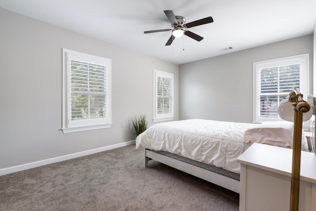 bedroom with carpet and ceiling fan