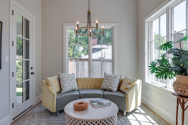 interior space featuring a notable chandelier