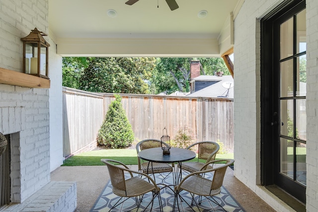 view of patio / terrace with ceiling fan