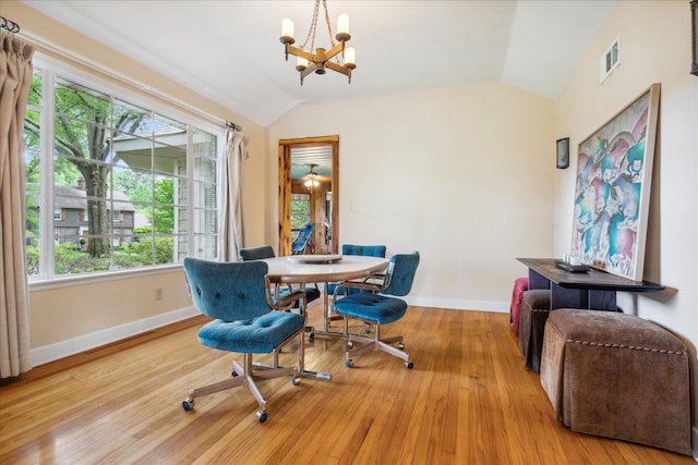 interior space with a healthy amount of sunlight, light hardwood / wood-style floors, and lofted ceiling