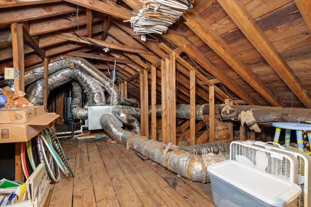 view of unfinished attic