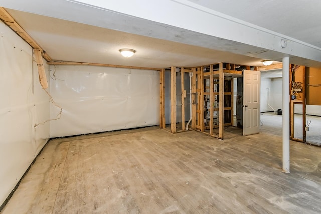 view of unfinished basement