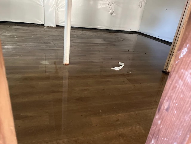 basement with wood finished floors