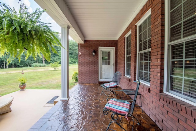 view of patio featuring covered porch